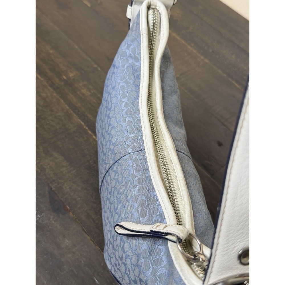 Coach Women's Y2K Blue Signature Jacquard Soho Mini Hobo Bag White Trim 6351 - Picture 8 of 15